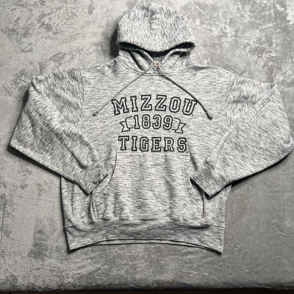 Mizzou Tigers Hoodie Men’s Medium Gray Sweatshirt University Long Sleeve - Picture 1 of 9